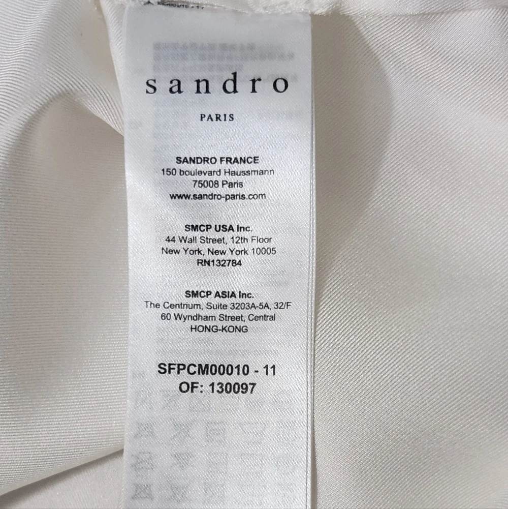 Sandro Cream Ruffle-Neck Silk Blouse - Picture 9 of 10